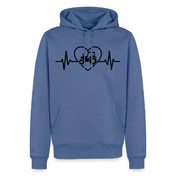 Kerngeschäft von Farmer Tractor - Männer Premium Bio Hoodie - Taubenblau - Vorne - Nico (187cm)