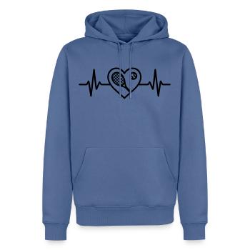 Le cœur du tennis sur le court - Sweat à capuche Premium bio Homme - bleu pigeon - Devant - Nico (187cm)
