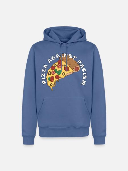 Pizza Against Racism – Statement - Männer Premium Bio Hoodie - Taubenblau