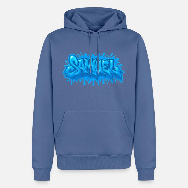 Graffiti Samuel Prénom cadeau idéal imprimable - Sweat à capuche Premium bio Homme - bleu pigeon