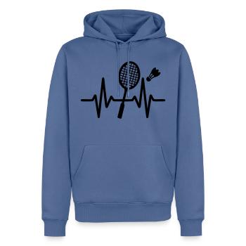 Badminton Racket Badminton Motif - Men’s Premium Organic Hoodie - stone blue - Front - Nico (187cm)