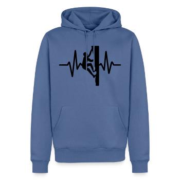 Klettern Herzschlag - Männer Premium Bio Hoodie - Taubenblau - Vorne - Nico (187cm)