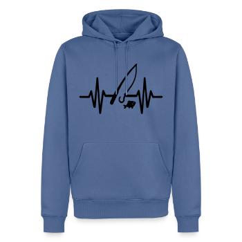 Angeln Herzschlag - Männer Premium Bio Hoodie - Taubenblau - Vorne - Nico (187cm)