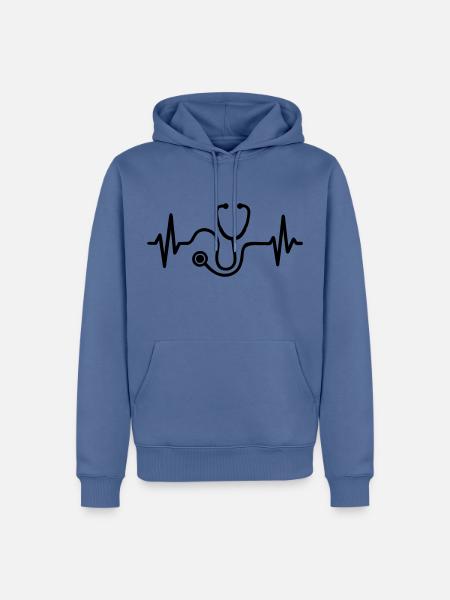 Arzt Herzschlag - Männer Premium Bio Hoodie - Taubenblau