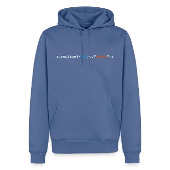 replace war with peace - Sweat à capuche Premium bio Homme - bleu pigeon - Devant - Nico (187cm)