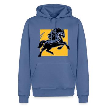 horse - Sweat à capuche Premium bio Homme - bleu pigeon - Devant - Nico (187cm)