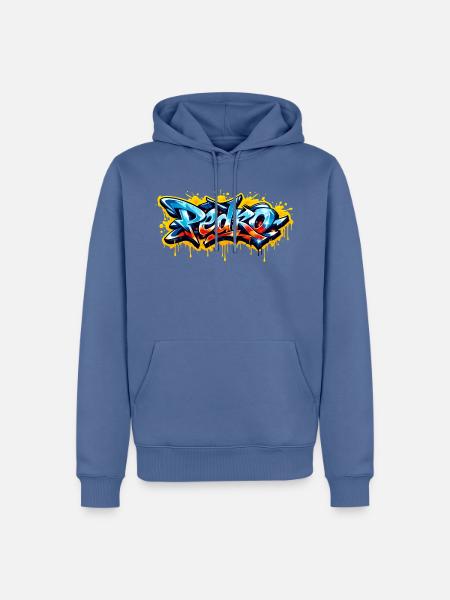 PEDRO-GRAFFITI-NAME FÜR PERFEKTES GESCHENK DRUCKBAR - Männer Premium Bio Hoodie - Taubenblau