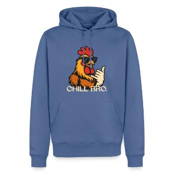 CHILL BRO. - Colles Huhn mit Sonnenbrille - Männer Premium Bio Hoodie - Taubenblau - Vorne - Nico (187cm)