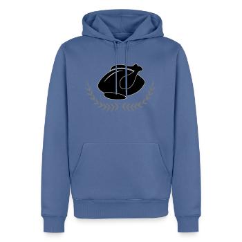 Grillen Grill Hähnchen Huhn Geschenkidee Fleisch - Männer Premium Bio Hoodie - Taubenblau - Vorne - Nico (187cm)