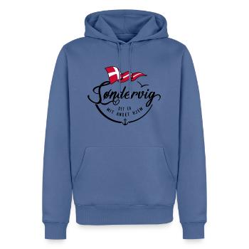 SØNDERVIG - Ma deuxième maison - b - Sweat à capuche Premium bio Homme - bleu pigeon - Devant - Nico (187cm)
