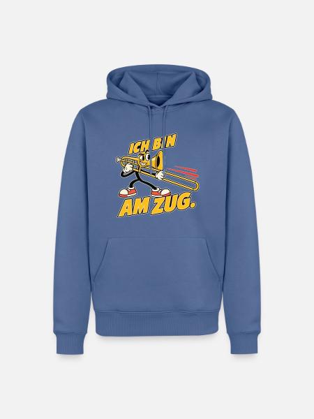 Ich bin am Zug – Lustiges Posaunen-Maskottchen - Männer Premium Bio Hoodie - Taubenblau