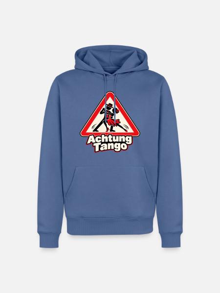 Achtung Tango – Tanzpaar im Warnschild - Männer Premium Bio Hoodie - Taubenblau