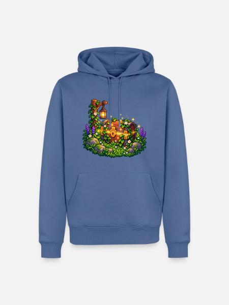 Glühende Schatztruhe im Gartenwald - Männer Premium Bio Hoodie - Taubenblau