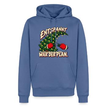 Entspannt war der Plan – Weihnachtsbaum - Männer Premium Bio Hoodie - Taubenblau - Vorne - Nico (187cm)
