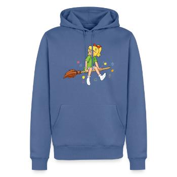 Bibi Blocksberg auf Kartoffelbrei Hexsterne - Männer Premium Bio Hoodie - Taubenblau - Vorne - Nico (187cm)