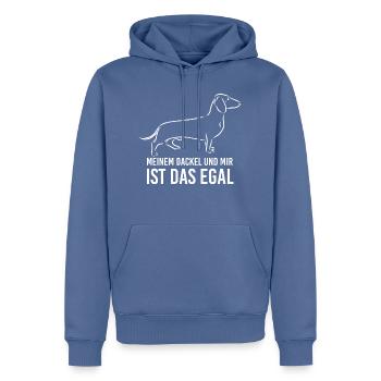 Meinem Dackel und mir ist das egal - Männer Premium Bio Hoodie - Taubenblau - Vorne - Nico (187cm)