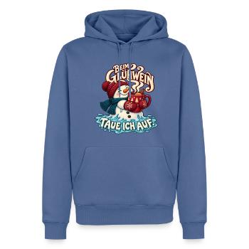 Beim Glühwein taue ich auf – Schneemann - Männer Premium Bio Hoodie - Taubenblau - Vorne - Nico (187cm)