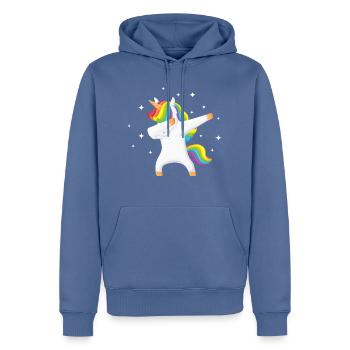 DABBING UNICORN RAINBOW STARS MAGIC KIDS GIRL GIFT - Sweat à capuche Premium bio Homme - bleu pigeon - Devant - Nico (187cm)