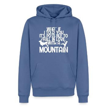Klettern Bouldern - Männer Premium Bio Hoodie - Taubenblau - Vorne - Nico (187cm)