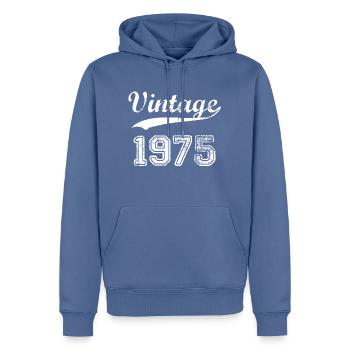 1975 - Männer Premium Bio Hoodie - Taubenblau - Vorne - Nico (187cm)
