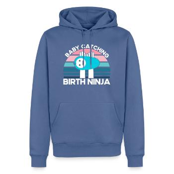 Obstetrician Midwife LD Work Gift - Men’s Premium Organic Hoodie - stone blue - Front - Nico (187cm)