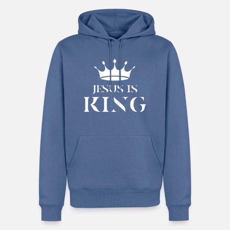 Jésus est roi, chrétien - Sweat à capuche Premium bio Homme - bleu pigeon