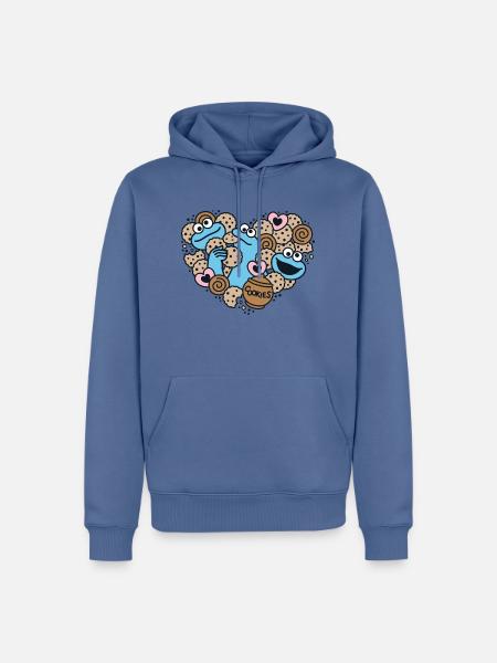 Sesamstraße Design Herz Mit Krümelmonster & Keksen - Männer Premium Bio Hoodie - Taubenblau