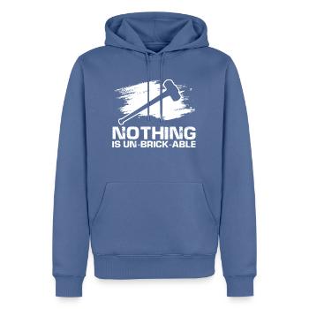 House demolition design and house renovation - Men’s Premium Organic Hoodie - stone blue - Front - Nico (187cm)