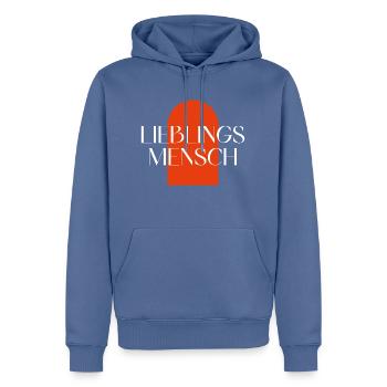 Lieblingsmensch - Männer Premium Bio Hoodie - Taubenblau - Vorne - Nico (187cm)