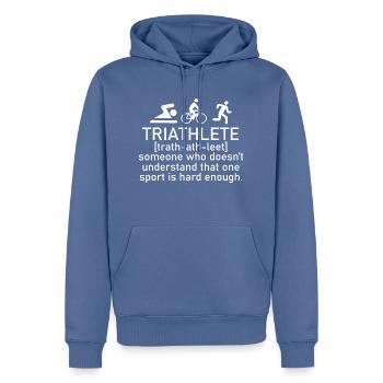 Triathlon Natation Bike Run - Sweat à capuche Premium bio Homme - bleu pigeon - Devant - Nico (187cm)