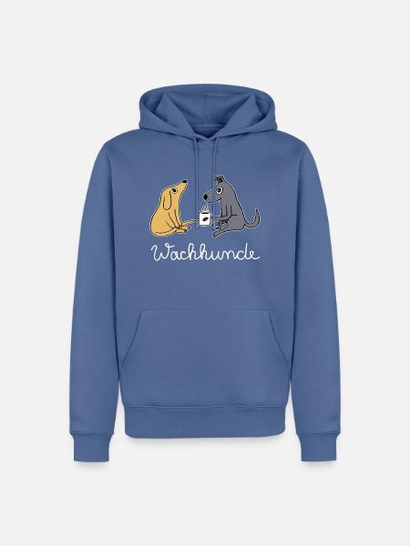 Wachhund trinkt Kaffee Koffein weckt müde Hunde - Männer Premium Bio Hoodie - Taubenblau