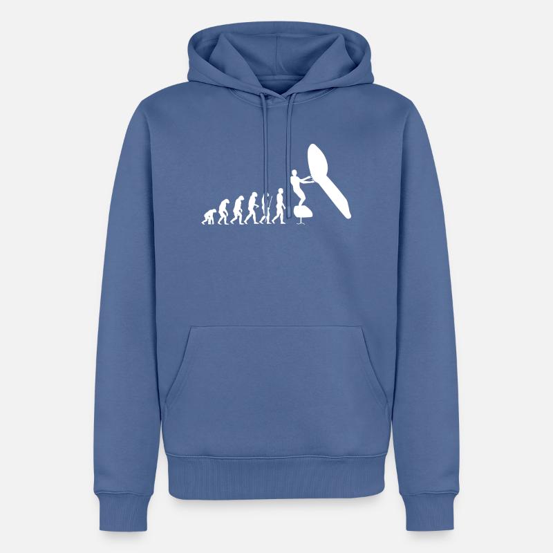 Évolution du wingfoiling - Sweat à capuche Premium bio Homme - bleu pigeon
