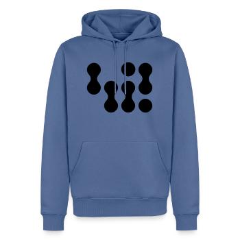 42 (weißer Text) EPS - Männer Premium Bio Hoodie - Taubenblau - Vorne - Nico (187cm)