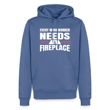 wood funny birthday present idea carpenter tshirts - Men’s Premium Organic Hoodie - stone blue - Front - Nico (187cm)