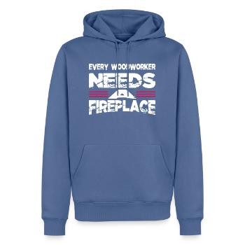 Charpentier de construction Amériques blagues - Sweat à capuche Premium bio Homme - bleu pigeon - Devant - Nico (187cm)
