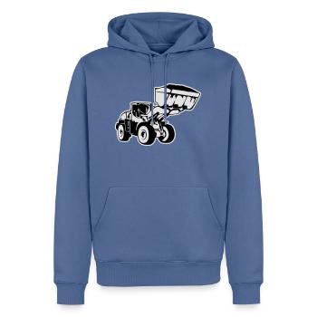 Radlader, Wheel Loader (2 color) - Men’s Premium Organic Hoodie - stone blue - Front - Nico (187cm)