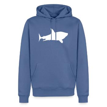 requin requin - Sweat à capuche Premium bio Homme - bleu pigeon - Devant - Nico (187cm)