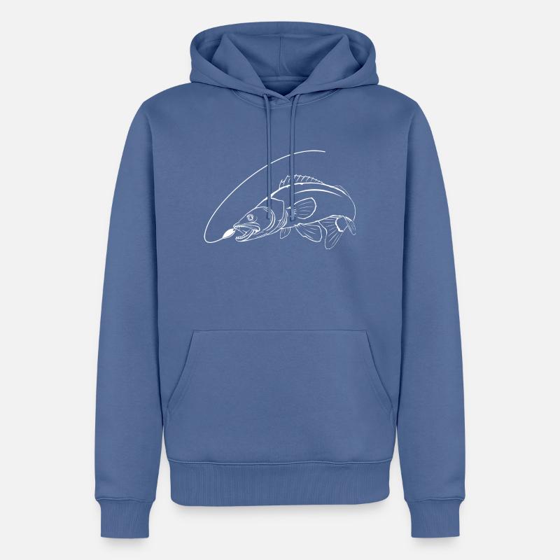 Zander mit Schnur 2 - Sweat à capuche Premium bio Homme - bleu pigeon