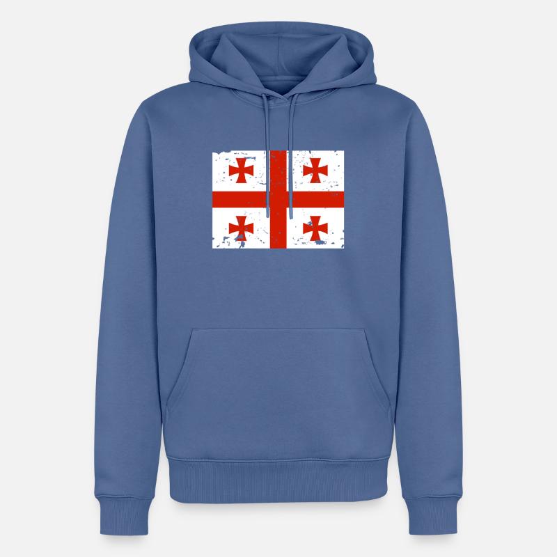 Drapeau Géorgie - Sweat à capuche Premium bio Homme - bleu pigeon