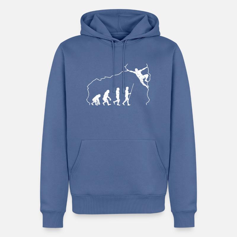 Klettern Bouldern Evolution Bergsteigen Kletterer - Männer Premium Bio Hoodie - Taubenblau