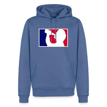 saufen liga - Männer Premium Bio Hoodie - Taubenblau - Vorne - Nico (187cm)
