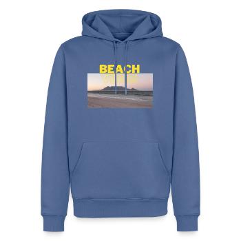 Beach 18 - Männer Premium Bio Hoodie - Taubenblau - Vorne - Nico (187cm)