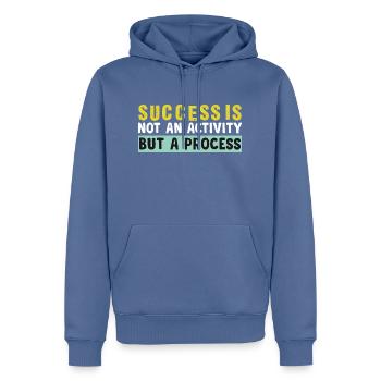 Le succès n’est pas une activité mais un processus - Sweat à capuche Premium bio Homme - bleu pigeon - Devant - Nico (187cm)