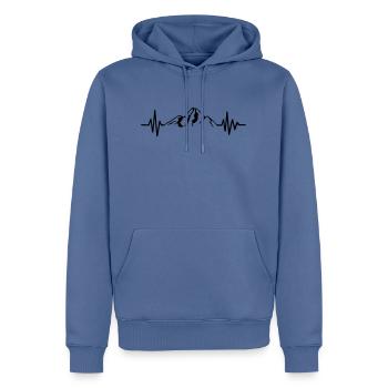 Mountain - Men’s Premium Organic Hoodie - stone blue - Front - Nico (187cm)