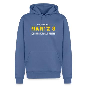 Hartz 8 Doppelt Pleite - Männer Premium Bio Hoodie - Taubenblau - Vorne - Nico (187cm)