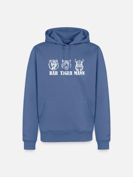 Bär Tiger Mann - Bärte - Männer Premium Bio Hoodie - Taubenblau