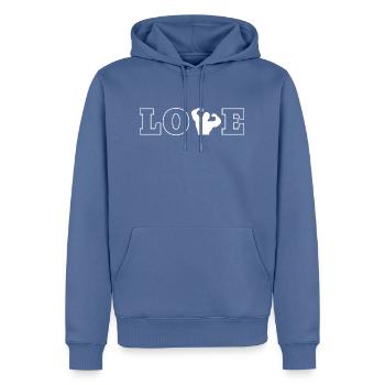 Fitness Sport Bodybuilding Sportler Fitnesssport - Männer Premium Bio Hoodie - Taubenblau - Vorne - Nico (187cm)