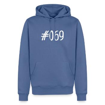 #069 Vorwahl Frankfurt - Telefon - Hashtag - 069 - Männer Premium Bio Hoodie - Taubenblau - Vorne - Nico (187cm)
