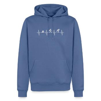 Triathlon heartbeat - Men’s Premium Organic Hoodie - stone blue - Front - Nico (187cm)