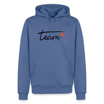 Equipe - Sweat à capuche Premium bio Homme - bleu pigeon - Devant - Nico (187cm)